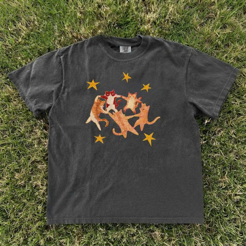 VINTAGE CAT GRAPHIC T-SHIRT TH-0114