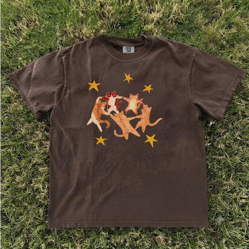 VINTAGE CAT GRAPHIC T-SHIRT TH-0114