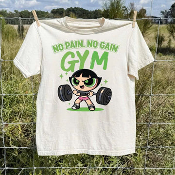 POWERPUFF GIRLS NO PAIN NO GAIN GYM GRAPHIC T-SHIRT TH-0122