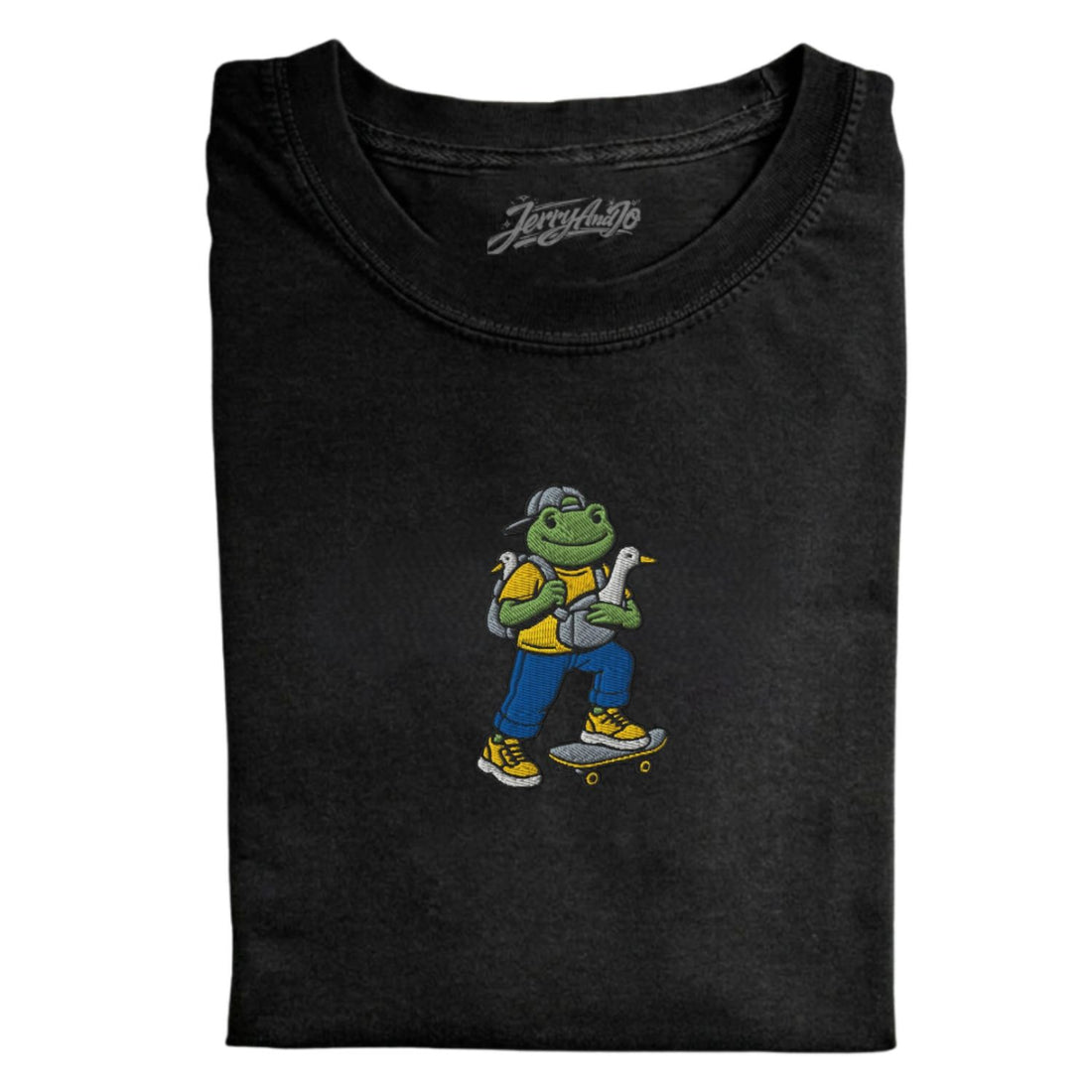SKATEBOARDING FROG WITH GOOSE EMBROIDERED TEE NN-0023