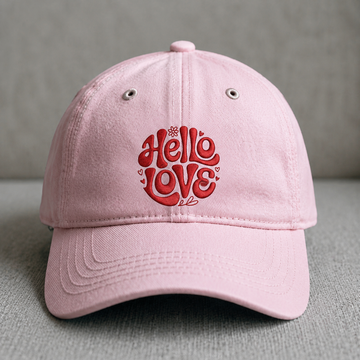 HELLO LOVE EMBROIDERED PINK DAD HAT BS-0044