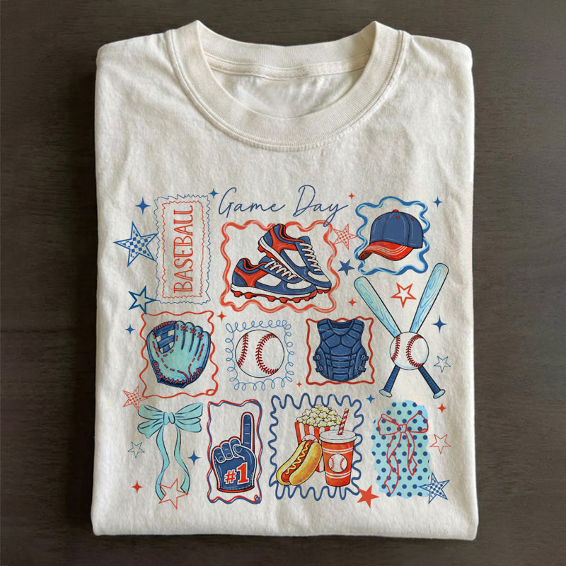 Doodle Baseball Game Day T-shirt B-00142