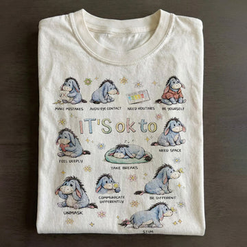 Cute Eeyore It’s Ok To Be Different T-shirt, Y2k Cute Graphic Tee, Back To School Gift B-00141
