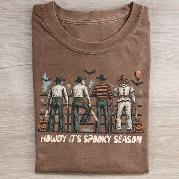 Howdy It's Spooky Season T-shirt, Western Style Horror Halloween Shirt B-00137