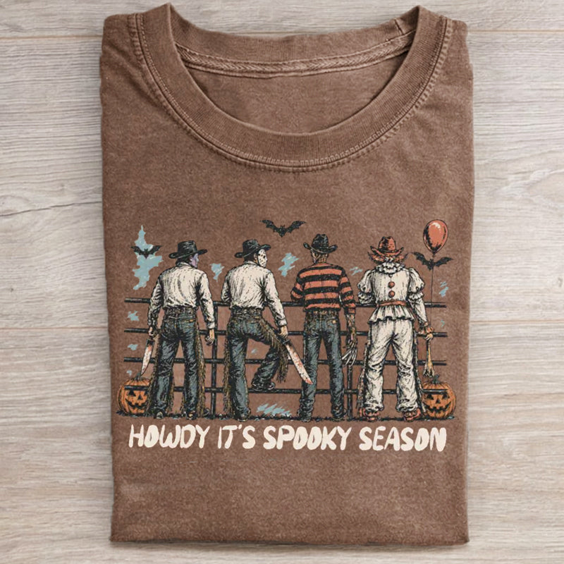Howdy It's Spooky Season T-shirt, Western Style Horror Halloween Shirt B-00137