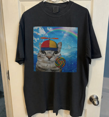 HAPPY CAT DREAMCORE T-SHIRT, FUNNY CATS BRAINROT MEME TEE HHUE - 105