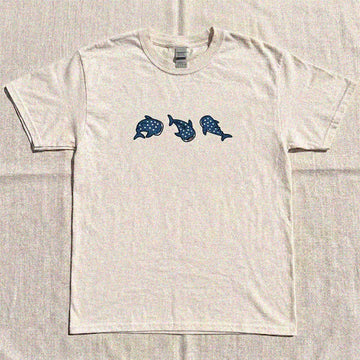 EMBROIDERED WHALE SHARK OCEAN ANIMAL LOVER SHIRT HHUE - 042