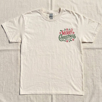 Merry Christmas Embroidery Tee Shirt, Special Holiday Outfit B-0075