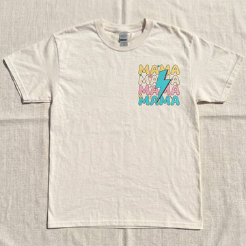 Mama Love Lightning Embroidery Embroidery Tshirt B-0087