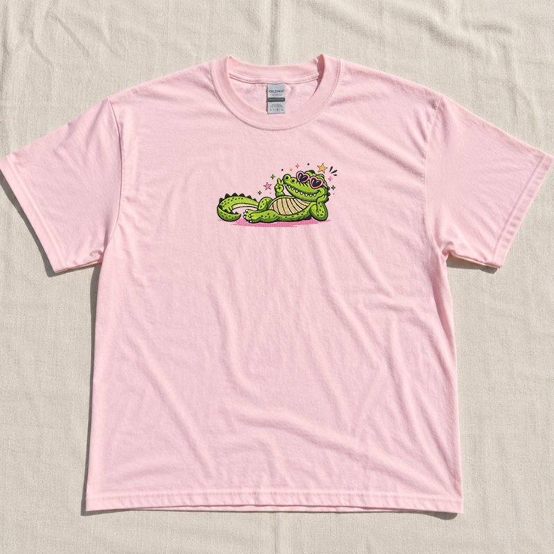 Cool Alligator with Sunglasses Embroidery Design Tshirt B-0090