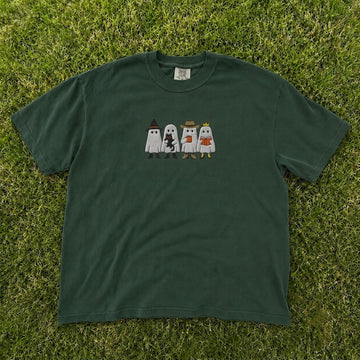 Cute Costumed Ghosts (Witch, Cat, Cowboy, Prince) Embroidered Tee CT-0085