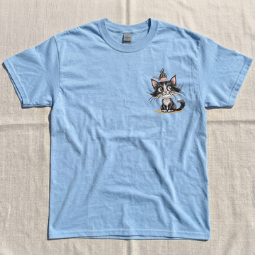 Cat & Bird Embroidery Design Tee B-0073