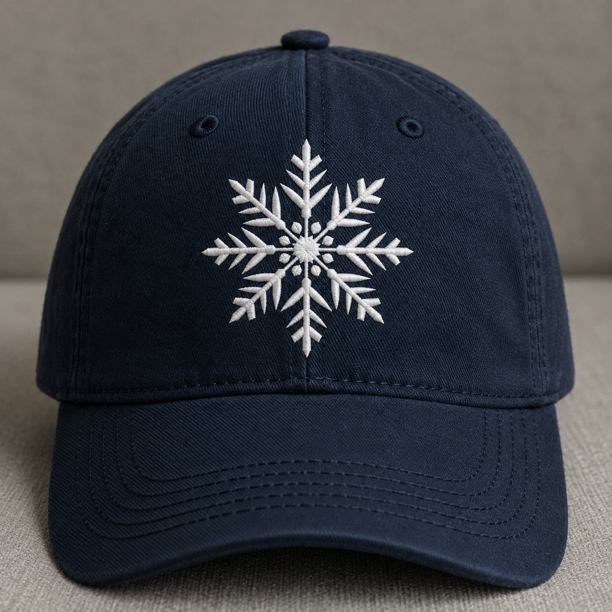 NAVY BLUE SNOWFLAKE EMBROIDERED BASEBALL CAP BS-0047