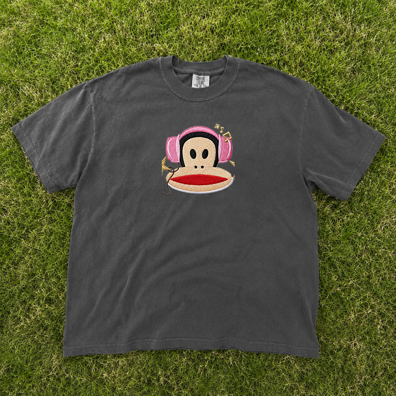 Retro Music Monkey Embroidered Tee Shirt, Aesthetic Casual Wear For Man and Woman B-0032