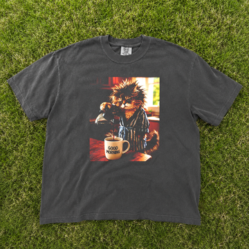 Good Morning Coffee Cat Tshirt, Funny Animal Printed Graphic Tee, Cat Lover Shirt B-0080