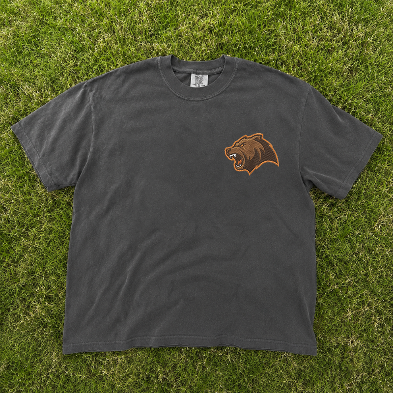 Bear Head Fierce Embroidery Tshirt, Game Day Sporty Team Outfits B-0098