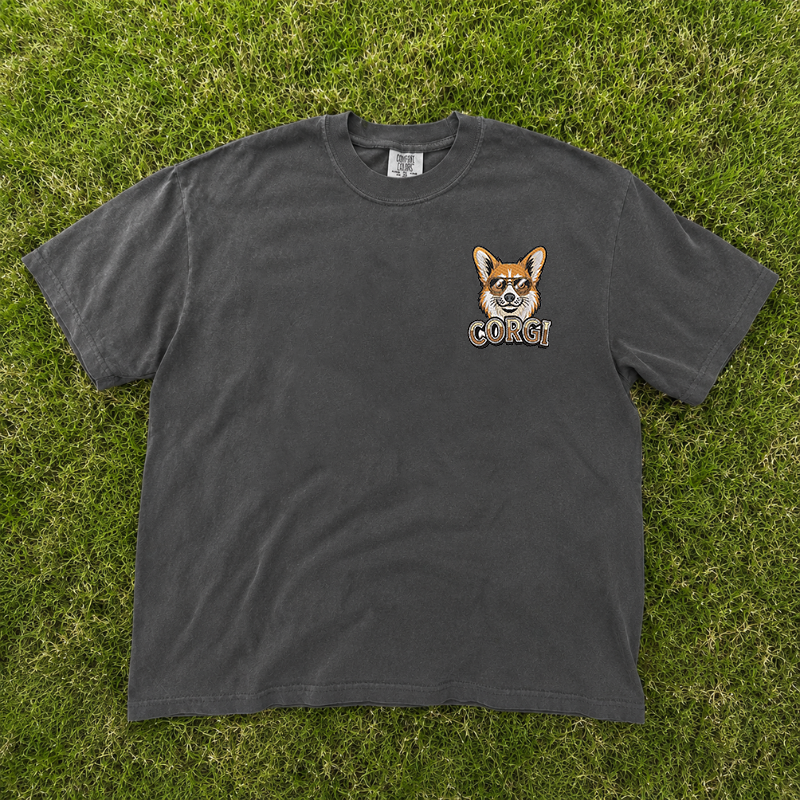 Corgi Head Embroidery Tshirt, Dog Dad Gift, Pet Lover Shirt B-0097