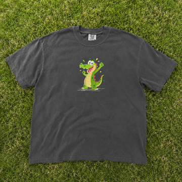 Happy Alligator Character Embroidery Tshirt, Back to School Gift B-0088