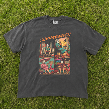 Retro Summerween Horror Character Funny Shirt, Print Graphic Tee For Vacation Outfit B-0070