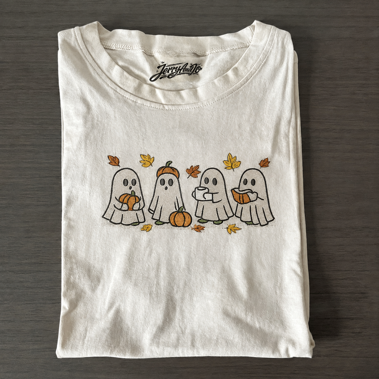 COZY FALL GHOSTS EMBROIDERY SHIRT AV-0007