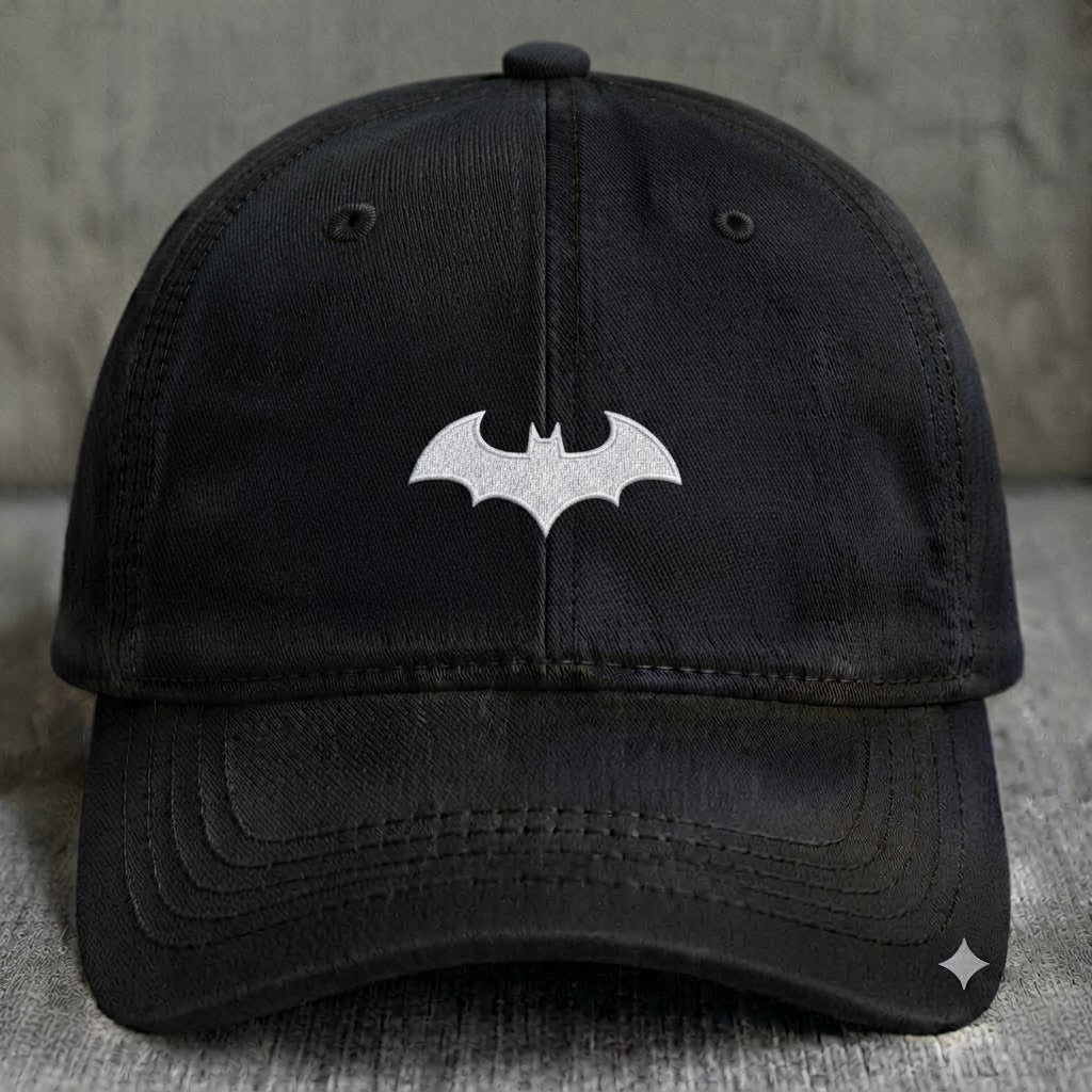 MINIMAL BAT EMBROIDERED BLACK DAD HAT BS-0020