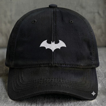 MINIMAL BAT EMBROIDERED BLACK DAD HAT BS-0020