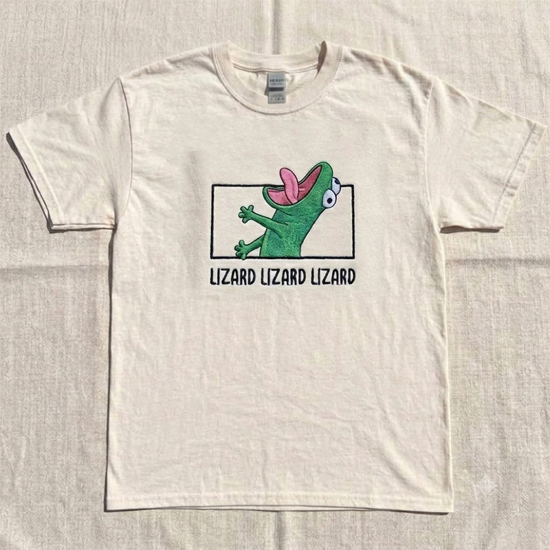 EMBROIDERED TOM LIZARD FUNNY MEME SHIRT HHUE - 017