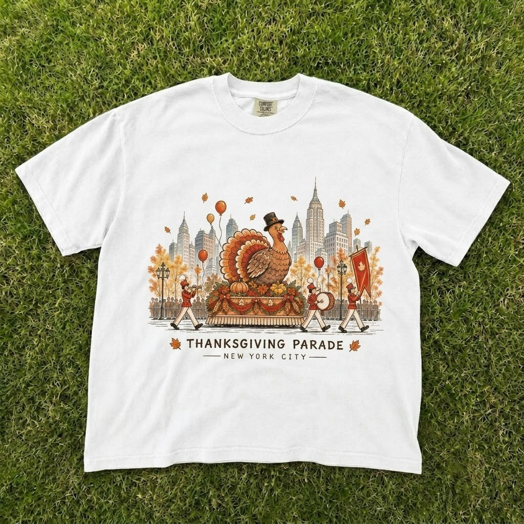 Thanksgiving Parade New York City T Shirt Vintage Turkey NYC Parade Graphic Tee CT-0113