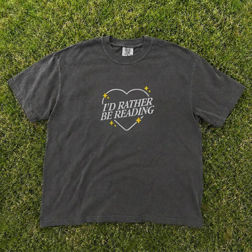 I'D RATHER BE READING BOOK EMBROIDERED TEE HHUE - 025