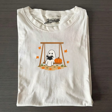 CUTE GHOST READING BOOK EMBROIDERY SHIRT AV-0006