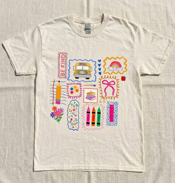 TEACHER LIFE T-SHIRT, TRENDY DOODLE SCHOOL SHIRT HHUE - 074