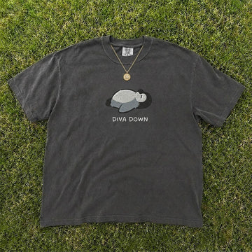 DIVA DOWN PENGUIN EMBROIDERED TEE HHUE - 030