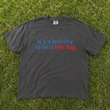IT'S A BAD DAY TO BE A HOT DOG FUNNY MEME FOOD EMBROIDERED TEE CT-0056