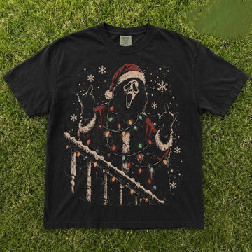 Scary Christmas Ghostface Santa T Shirt Funny Horror Movie Xmas Graphic Tee CT-0114
