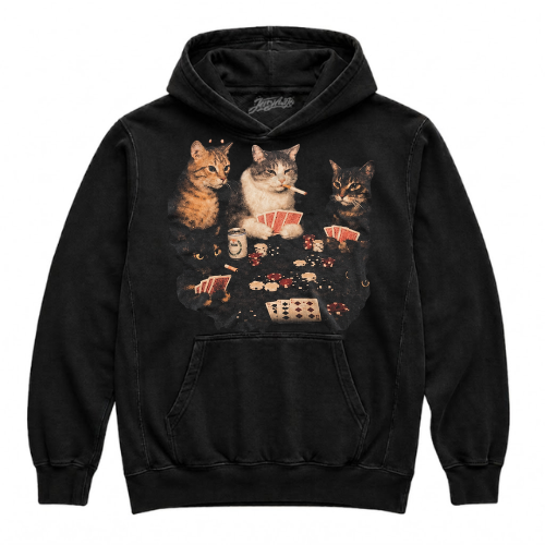 FUNNY GAMBLING CAT GRAPHIC SHIRT NN-0002