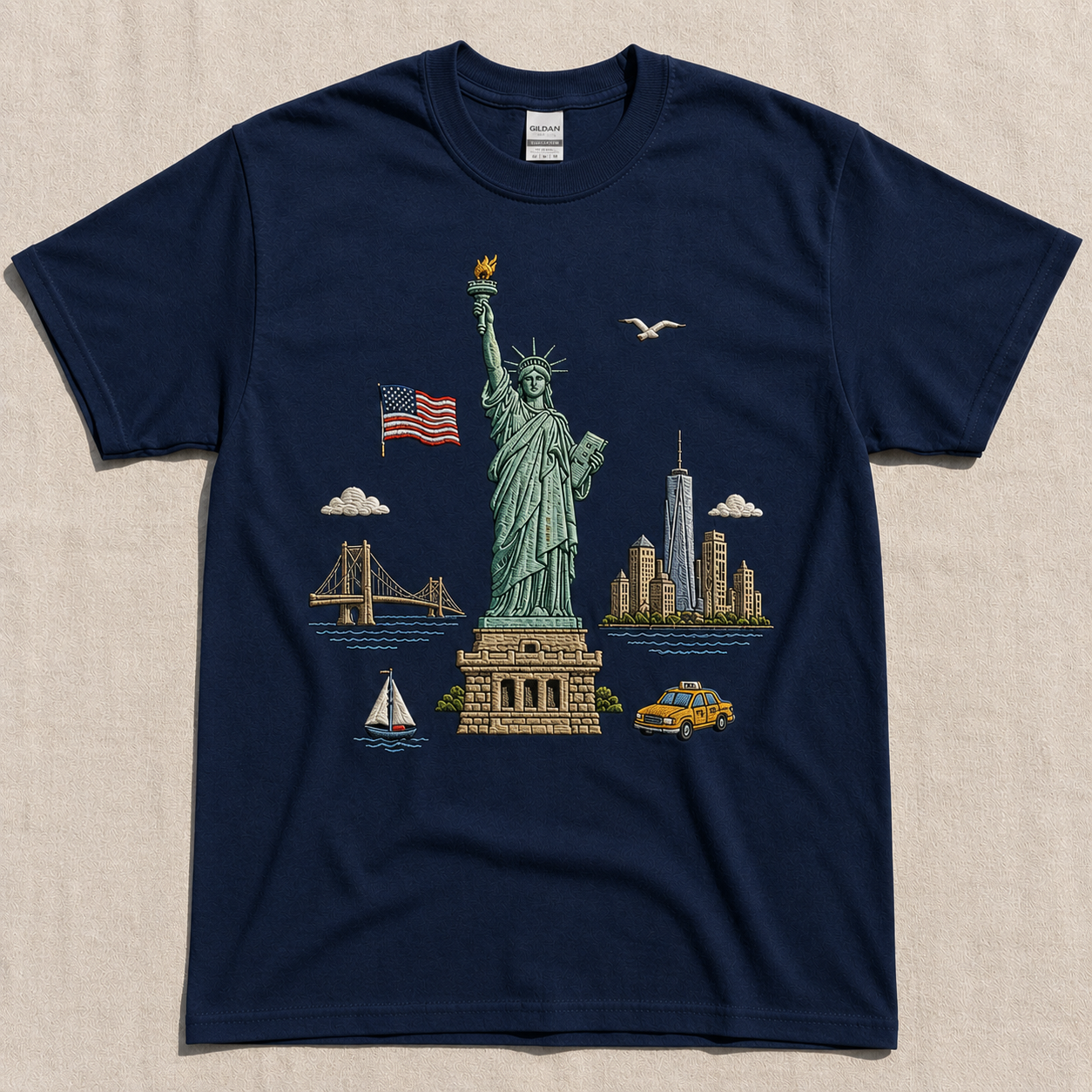 STATUE OF LIBERTY EMBROIDERED TEE BS-00001