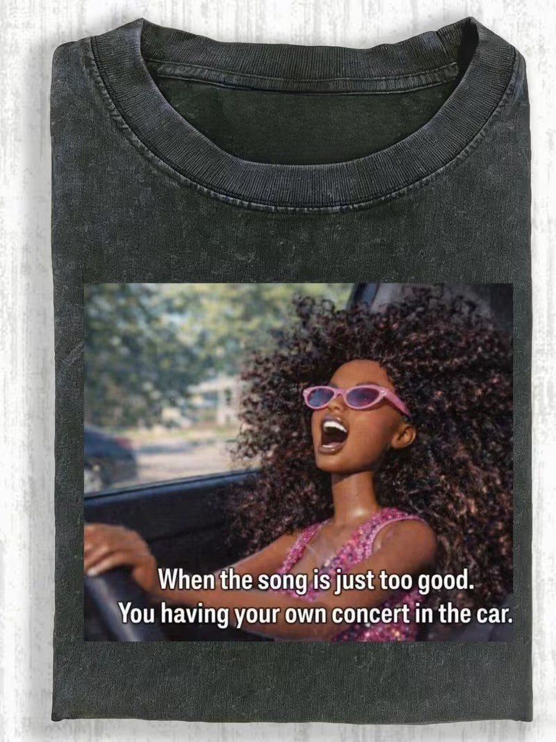 FUNNY MUSIC LOVER T SHIRT CAR SINGING TOP LL - 157