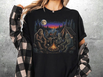 FUNNY CRYPTID CAMPING SHIRTS, OVERSIZE, WOMENS, MENS T-SHIRT LL - 0204