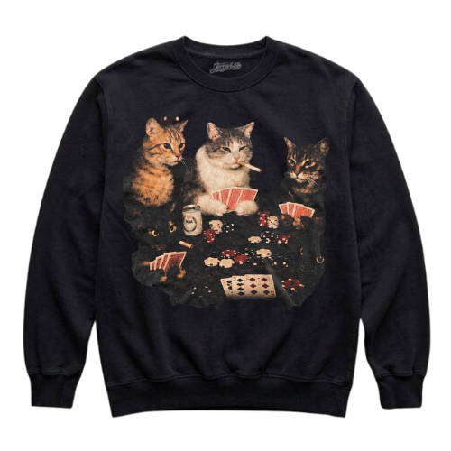 FUNNY GAMBLING CAT GRAPHIC SHIRT NN-0002