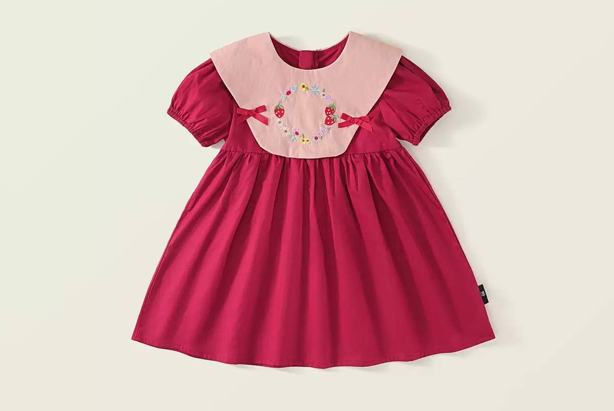Girls Embroidered Puff Sleeve Dress