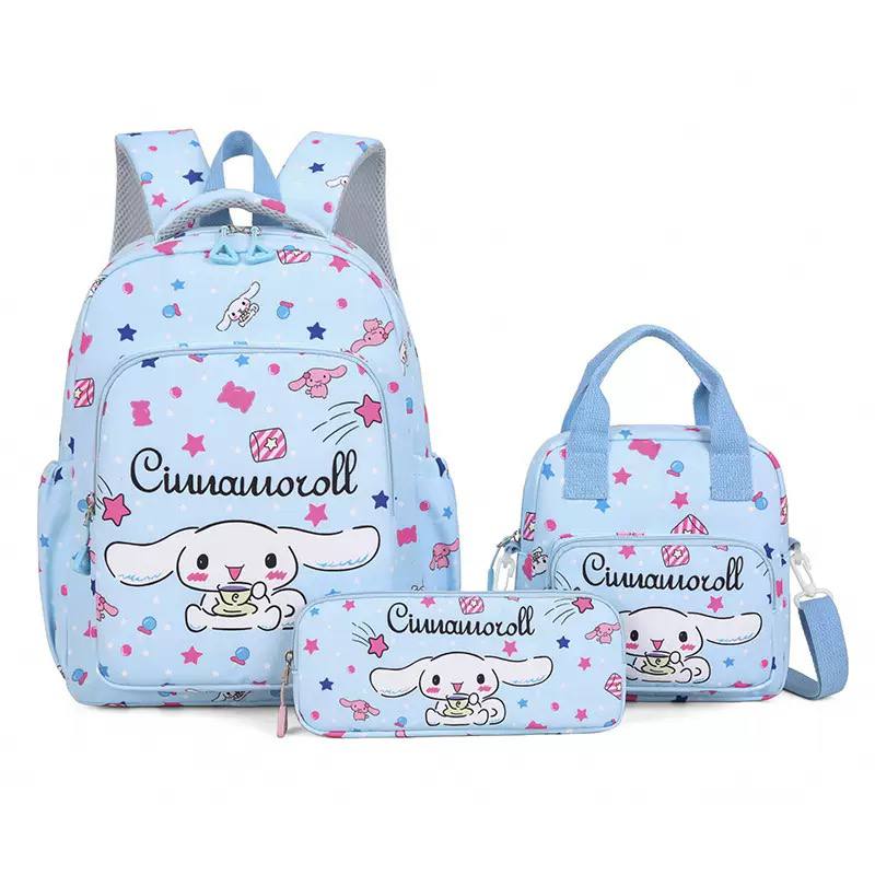 3-Piece Kids Backpack Set – School Backpack, Lunch Bag & Pencil Case | Hello Kitty, Kuromi, My Melody & Cinnamoroll