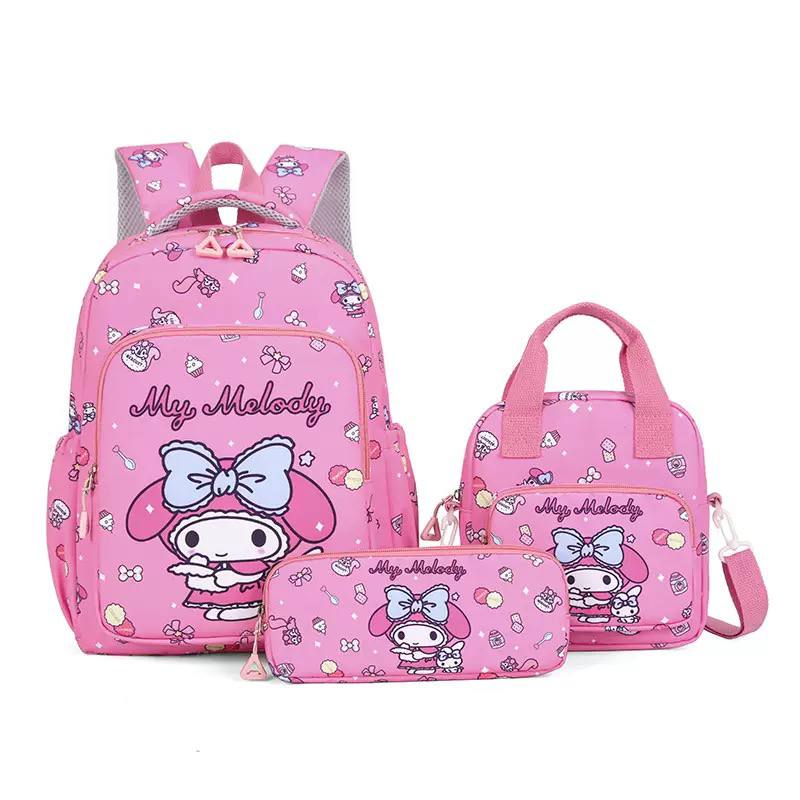 3-Piece Kids Backpack Set – School Backpack, Lunch Bag & Pencil Case | Hello Kitty, Kuromi, My Melody & Cinnamoroll