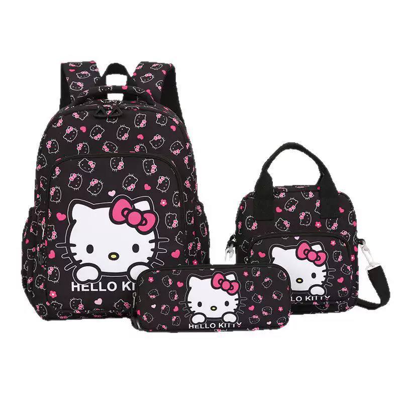 3-Piece Kids Backpack Set – School Backpack, Lunch Bag & Pencil Case | Hello Kitty, Kuromi, My Melody & Cinnamoroll