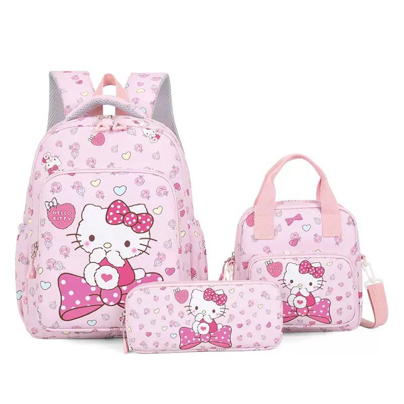 3-Piece Kids Backpack Set – School Backpack, Lunch Bag & Pencil Case | Hello Kitty, Kuromi, My Melody & Cinnamoroll