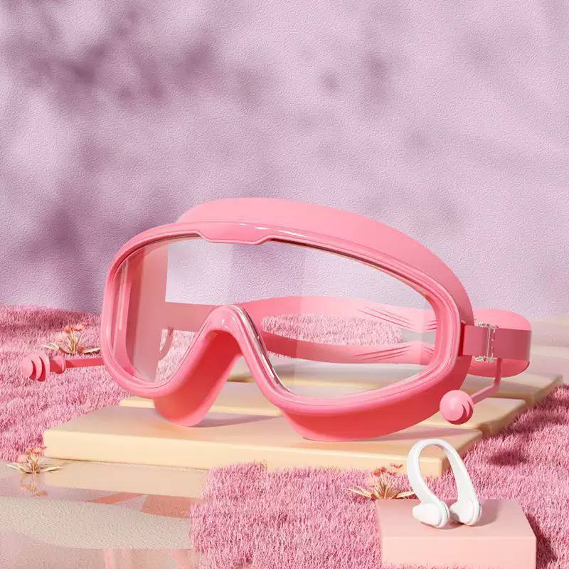 Kids Swim Goggles Set with Nose Clip & Ear Plugs – Anti-Fog UV Protection Swimming Goggles for Boys & Girls