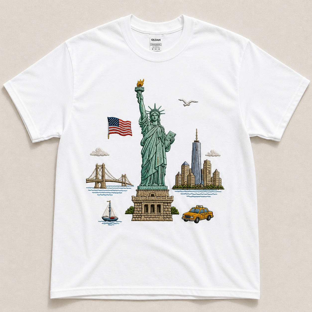 STATUE OF LIBERTY EMBROIDERED TEE BS-00001