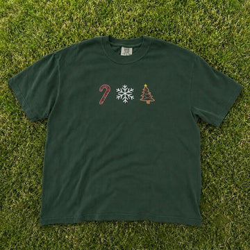 Candy Cane Snowflake Christmas Tree Embroidered Tee CT-0092