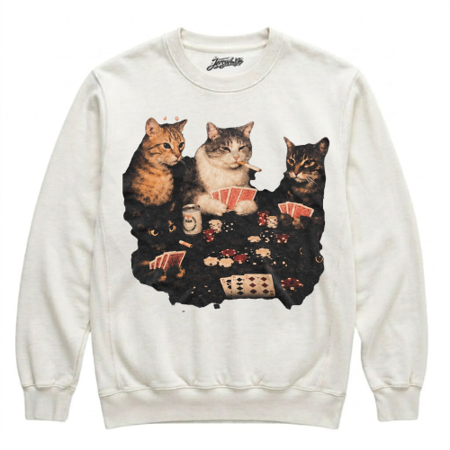 FUNNY GAMBLING CAT GRAPHIC SHIRT NN-0002