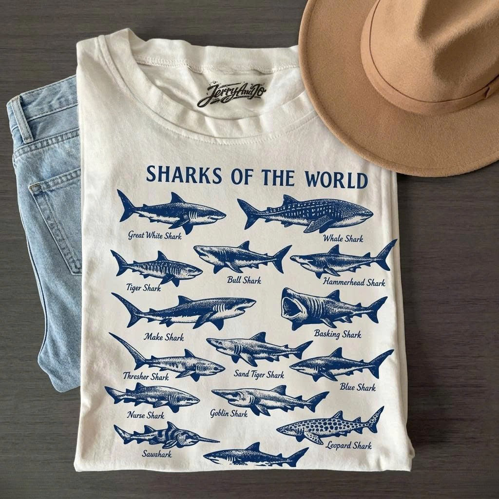 VINTAGE SHARKS OF THE WORLD SHIRT LL - 0094