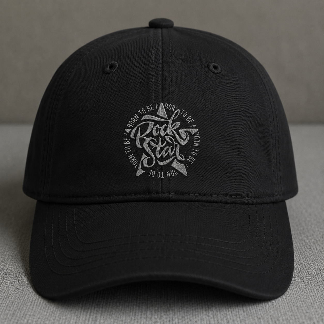 ROCK STAR BORN TO BE ROCK STAR EMBROIDERED DAD HAT BS-0045